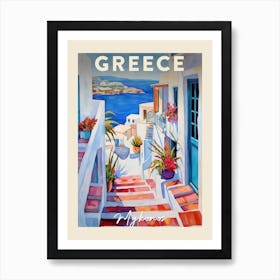 Mykonos Greece 2 Fauvist Painting Travel Poster Art Print