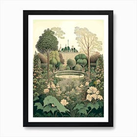 Luxembourg Gardens, France Vintage Botanical Art Print