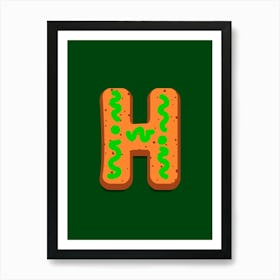 Gingerbread Christmas Letters Living Room Holiday Display Green 08 Art Print