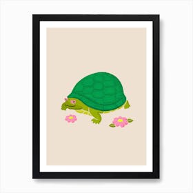 Turtle Flowers 1 Art Print