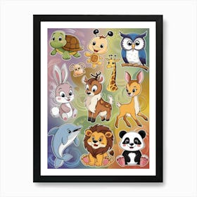 Cartoon Animals Art Print