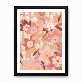 Soft Flowers Peach Art Print