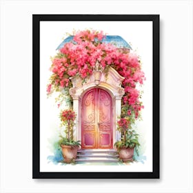 Nice, France   Mediterranean Doors Watercolour Painting 3 Art Print