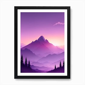 Misty Mountains Vertical Composition In Purple Tone 71 Art Print