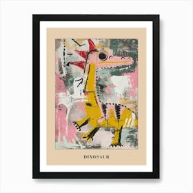 Graffiti Pastel Pink Dinosaur Poster Art Print