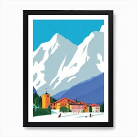 Kranjska Gora, Slovenia Midcentury Vintage Skiing Poster Art Print