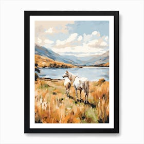 Horses Painting In Lake District, New Zealand 4 Art Print