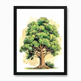 Mahogany Tree Storybook Illustration 1 Art Print