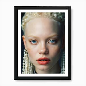 Portrait Of Albino Girl With Freckles and blue eyes 4 Art Print