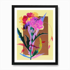 Carnation7 Neon Flower Collage Art Print