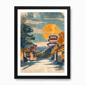 Japanese Traditional Street Mid Century Modern Art Print