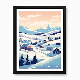 Vintage Winter Travel Illustration Abisko Sweden 2 Art Print