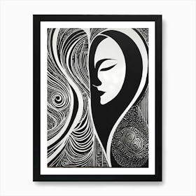 A Linocut inspired woman art, 134 Art Print