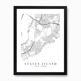 Staten Island New York Street Map Minimal Art Print