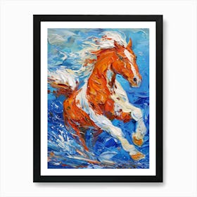 Horse Running In The Water 1 Art Print