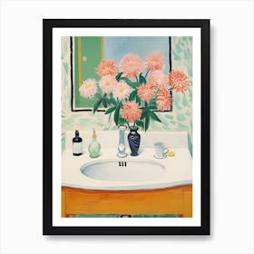 Bathroom Vanity Painting With A Chrysanthemum Bouquet 3 Art Print