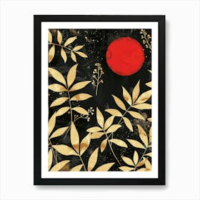 Gold Leaves And Sun Art Print