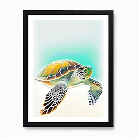 Loggerhead Sea Turtle (Caretta Caretta), Sea Turtle Neutral Abstract 1 Art Print