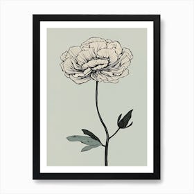 Line Art Marigold Flowers Illustration Neutral 4 Art Print