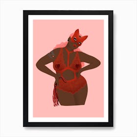 Play Time Tattooed Curvy Pin Up Art Print