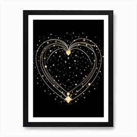 Black Background Celestial Heart  1 Art Print