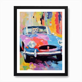 Triumph Spitfire Vintage Car With A Cat, Matisse Style Painting 0 Art Print