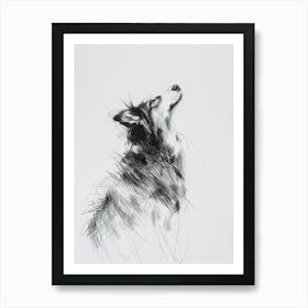 Miniature American Shepherd Dog Charcoal Line 3 Art Print