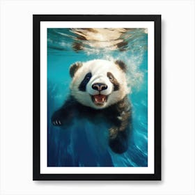 Cute Baby Panda Bear Underwater Art Print