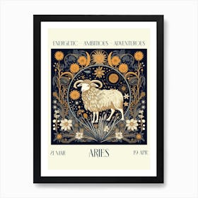 Aries William Morris Zodiac Astral Sign Art Print