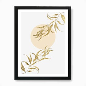 Gold Leaf On Black Background Art Print