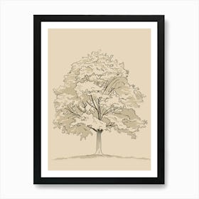 Walnut Tree Minimalistic Drawing 3 Art Print