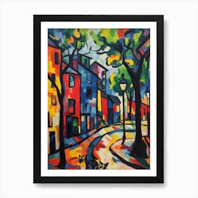 Painting Of Tokyo With A Cat In The Style Of Fauvism 2 Art Print