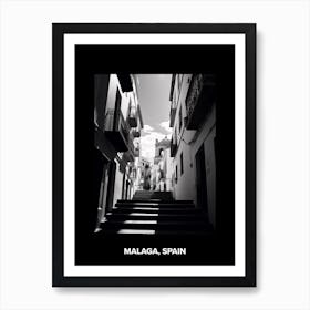 Poster Of Malaga, Spain, Mediterranean Black And White Photography Analogue 3 Art Print