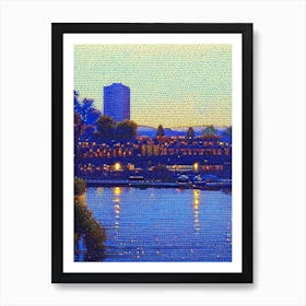 Riverside, City Us  Pointillism Art Print