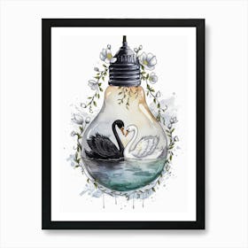 Swans In Love Art Print