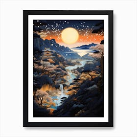 Koya San In Wakayama, Ukiyo E Drawing 1 Art Print