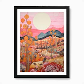 Cactus In The Desert Painting Carnegiea Gigantea 1 Art Print