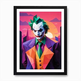 Joker Portrait Low Poly Geometric (10) Art Print