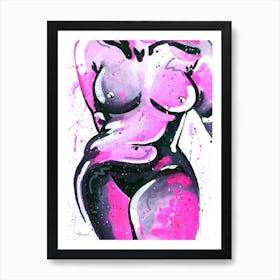 Pink And Purple Curvy Female Nude Art Print