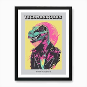 Punk Dinosaur Yellow & Pink Poster Art Print