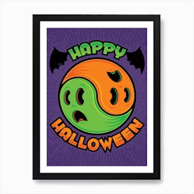 Happy Halloween Ghost Yin-Yang Art Print