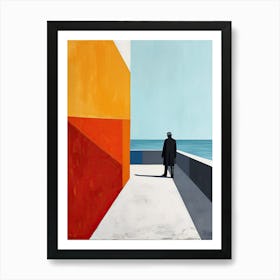 Man By The Sea, Minimalism Art Print