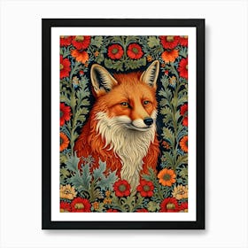 William Morris Fox In Flowers Art Print