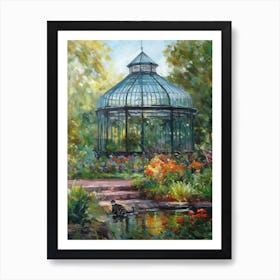 Painting Of A Cat In Gothenburg Botanical Garden, Sweden In The Style Of Impressionism 02 Art Print