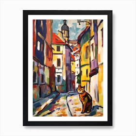 Painting Of Vienna With A Cat In The Style Of Fauvism 2 Art Print