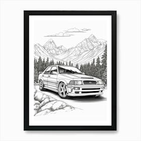 Subaru Impreza Wrx Sti Tropical Drawing 2 Art Print
