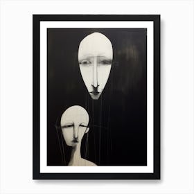 Geometric Black & White Face Drawing Munch Inspired 2 Art Print