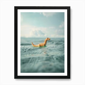 Toy Dinosaur Swimming In The Ocean Art Print