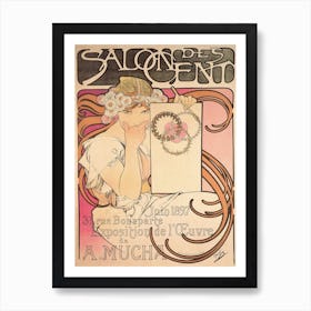 Salon Des Cents Exhibition Poster, Alphonse Mucha Art Print