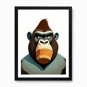 Gorilla With Confused Face, Gorillas Scandi Cartoon 1 Art Print